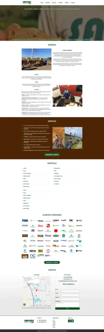 Site Sapiens Arqueologia desenvolvido pela Sites Goiânia